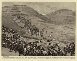After the Fall of Port Arthur, Chinese Soldiers flying before the Victorious Japanese